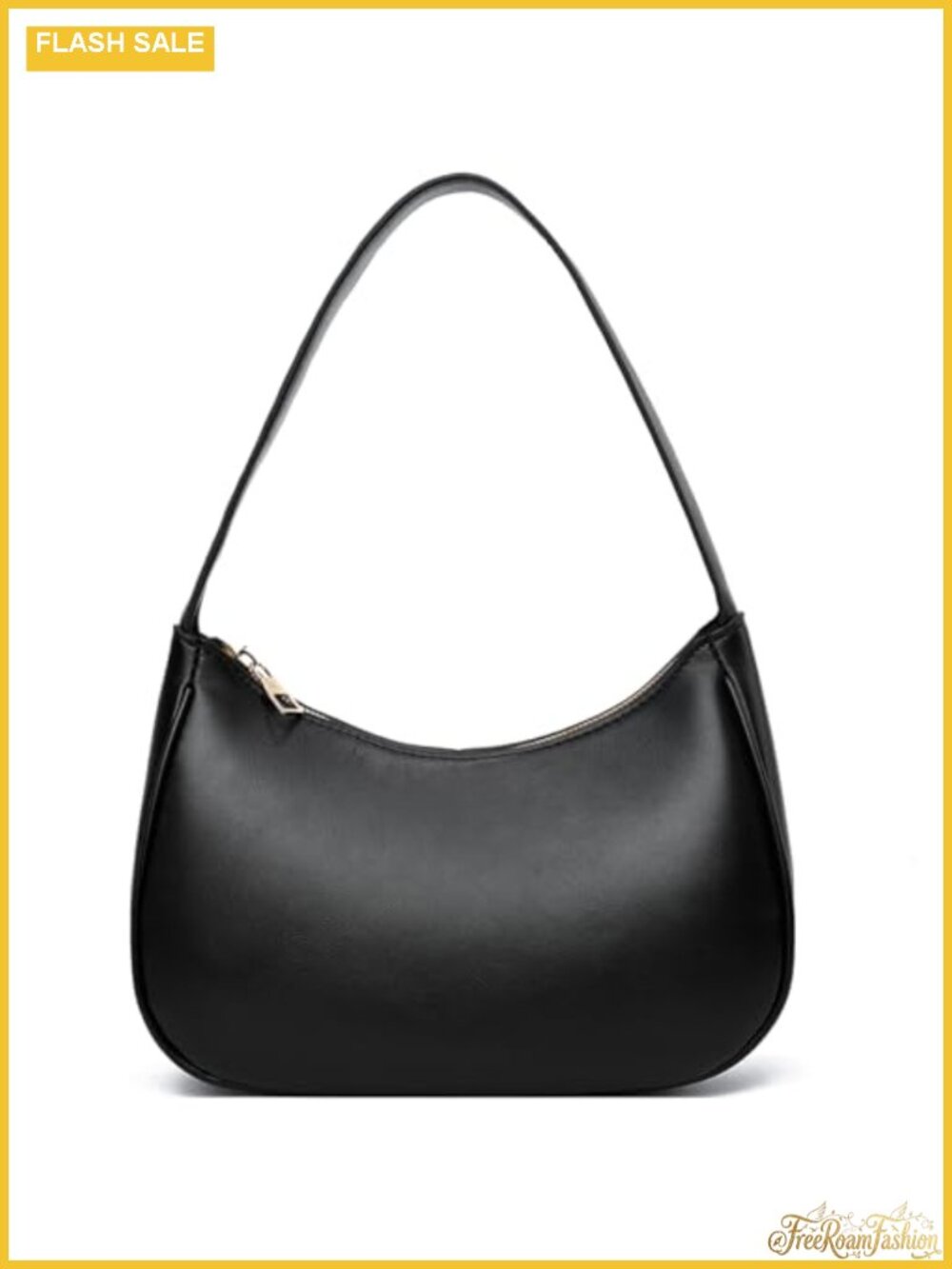 Small Crescent Shoulder Bag Vegan Leather Underarm Purse Half Moon